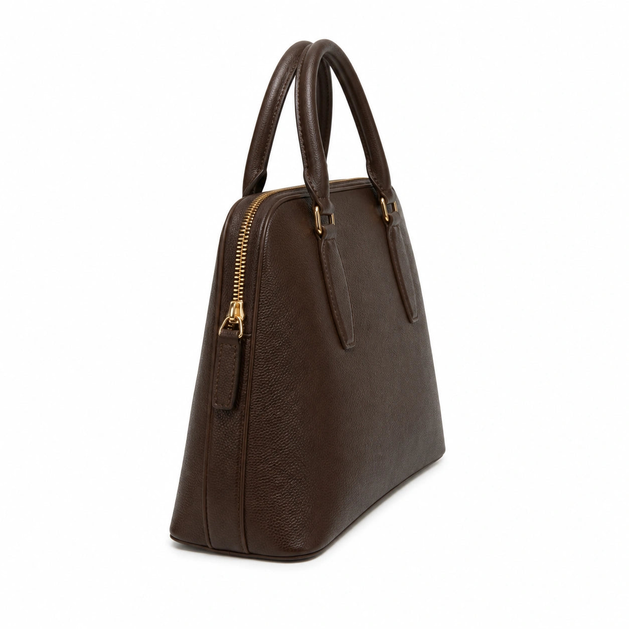 Opelcarry Dark Brown Faux Leather Dome Handbag