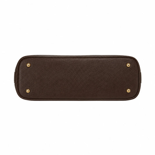 Opelcarry Dark Brown Faux Leather Dome Handbag
