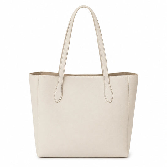 Opelcarry Beige Faux Leather Tote Bag